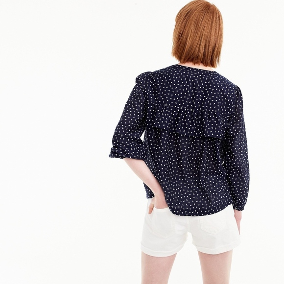 J.Crew Petite M ruffle top in tiny cherries, NWT - Picture 2 of 6